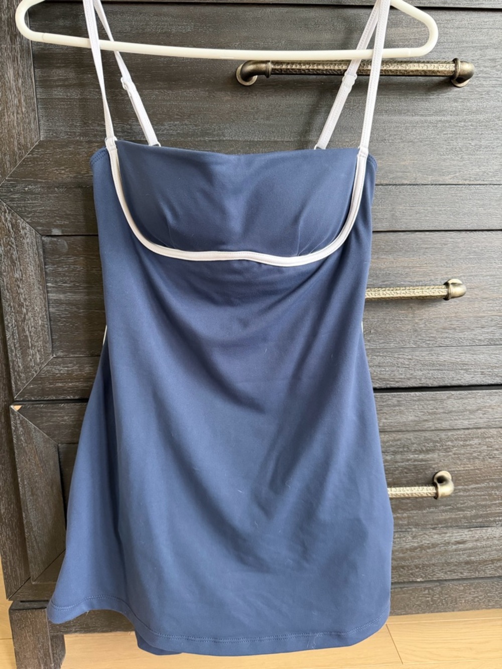 ALO Yoga Navy Blue Streamline Dress with White Trim